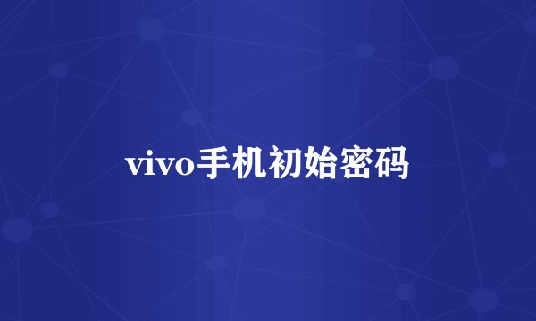 vivo手机初始密码