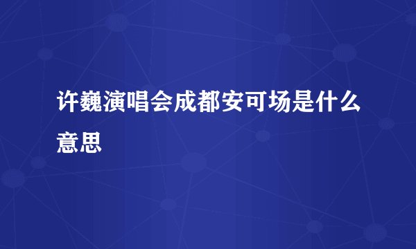 许巍演唱会成都安可场是什么意思