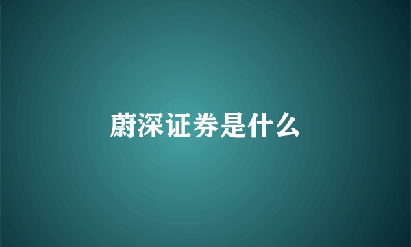 蔚深证券是什么
