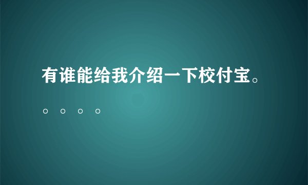 有谁能给我介绍一下校付宝。。。。。