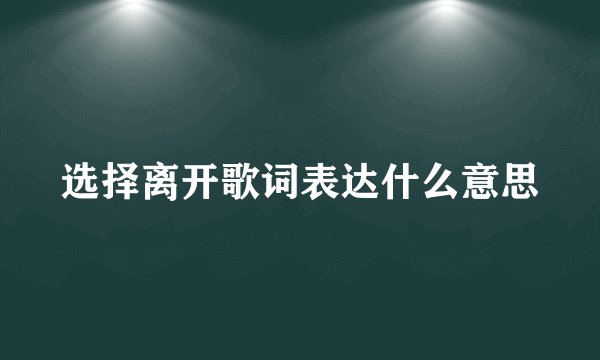 选择离开歌词表达什么意思