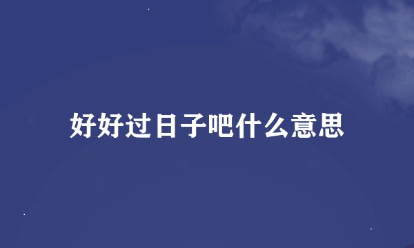 好好过日子吧什么意思