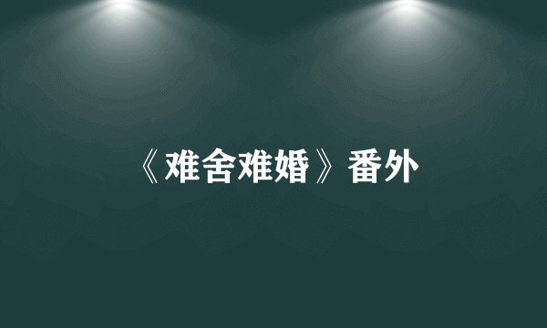 《难舍难婚》番外