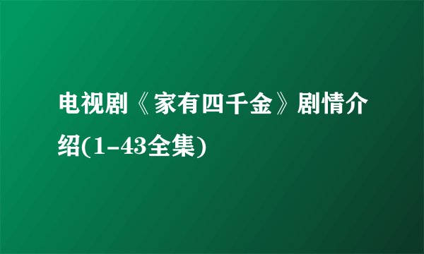 电视剧《家有四千金》剧情介绍(1-43全集)