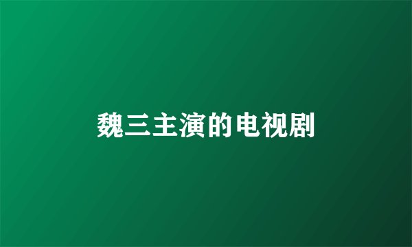 魏三主演的电视剧