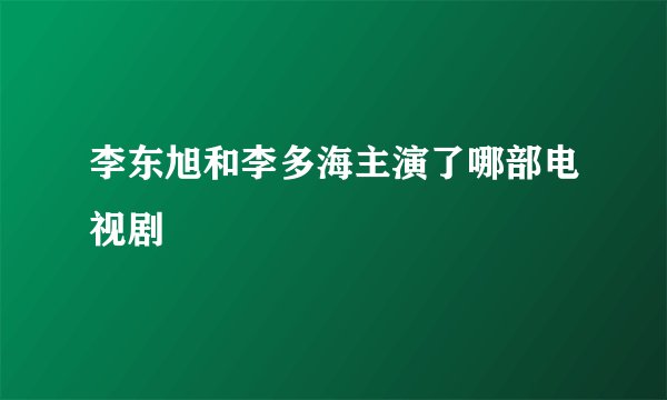 李东旭和李多海主演了哪部电视剧