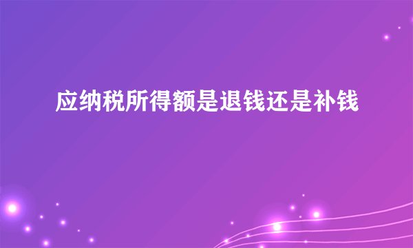 应纳税所得额是退钱还是补钱