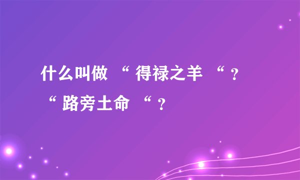 什么叫做 “ 得禄之羊 “ ？ “ 路旁土命 “ ？