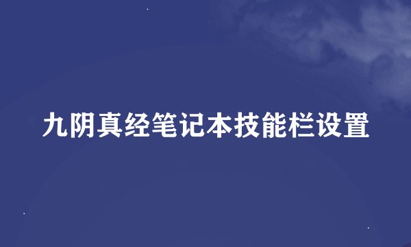 九阴真经笔记本技能栏设置