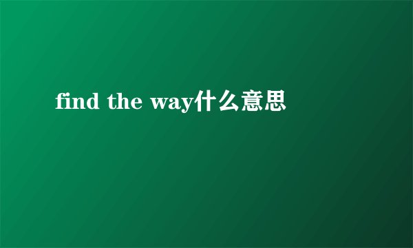find the way什么意思
