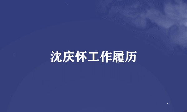 沈庆怀工作履历