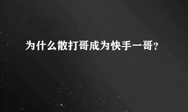 为什么散打哥成为快手一哥？