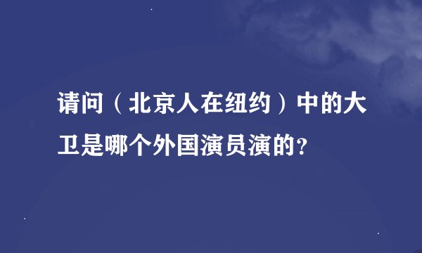 请问（北京人在纽约）中的大卫是哪个外国演员演的？