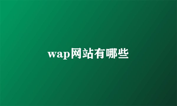 wap网站有哪些