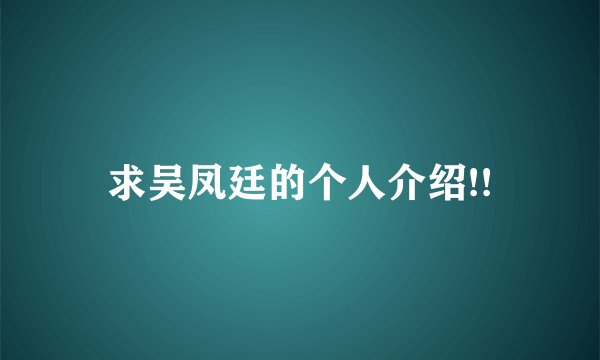 求吴凤廷的个人介绍!!