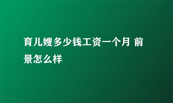育儿嫂多少钱工资一个月 前景怎么样