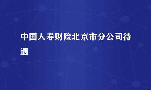 中国人寿财险北京市分公司待遇