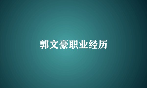 郭文豪职业经历