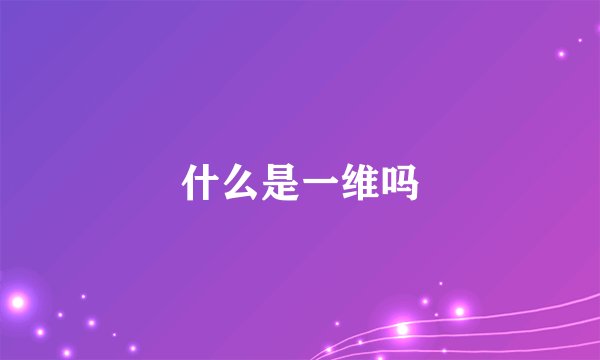 什么是一维吗