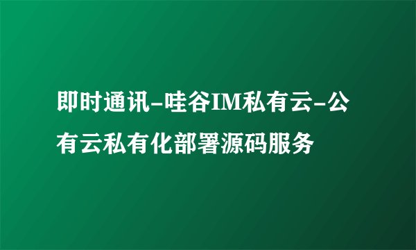 即时通讯-哇谷IM私有云-公有云私有化部署源码服务