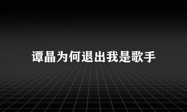 谭晶为何退出我是歌手