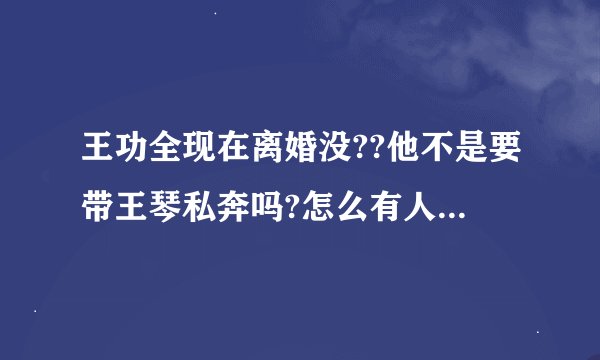 王功全现在离婚没??他不是要带王琴私奔吗?怎么有人说他还没离婚