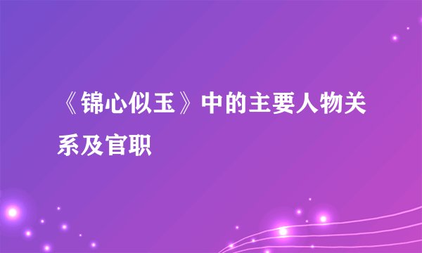 《锦心似玉》中的主要人物关系及官职