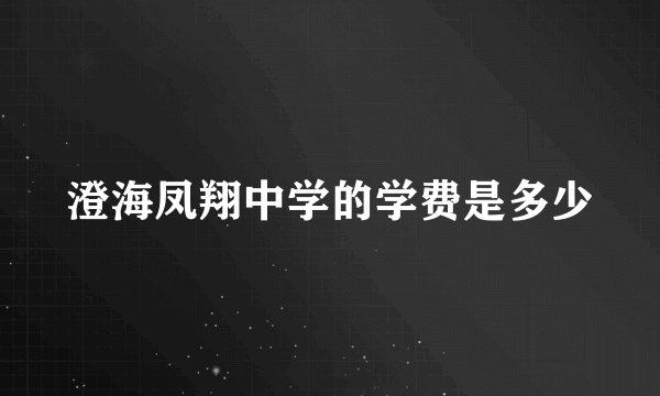 澄海凤翔中学的学费是多少