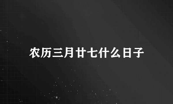农历三月廿七什么日子