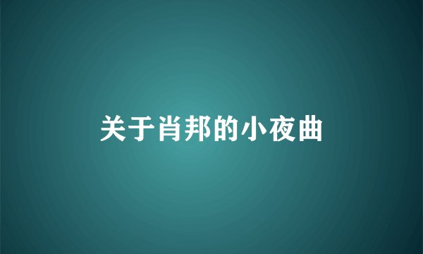 关于肖邦的小夜曲