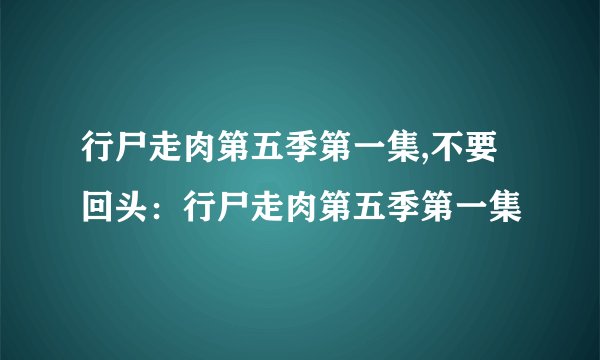 行尸走肉第五季第一集,不要回头：行尸走肉第五季第一集