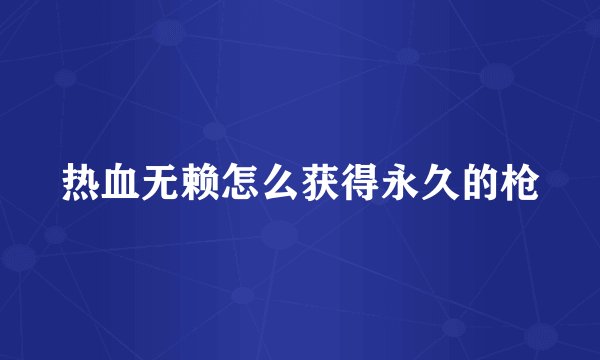 热血无赖怎么获得永久的枪