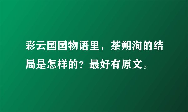 彩云国国物语里，茶朔洵的结局是怎样的？最好有原文。