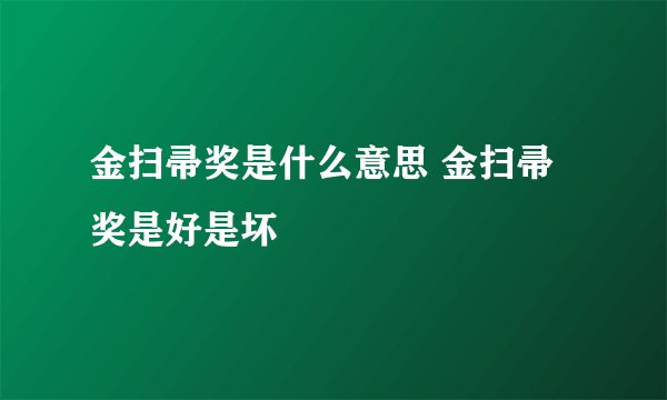 金扫帚奖是什么意思 金扫帚奖是好是坏