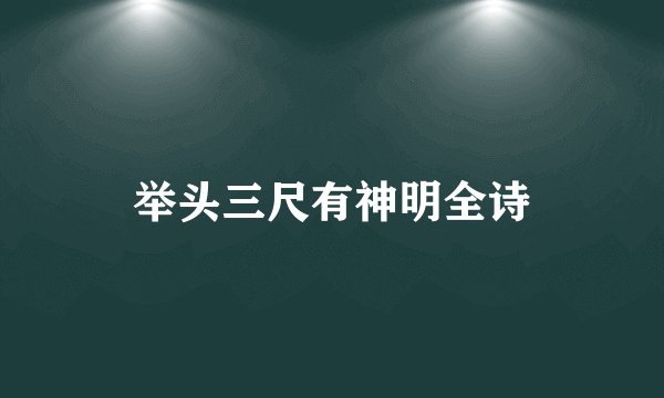 举头三尺有神明全诗