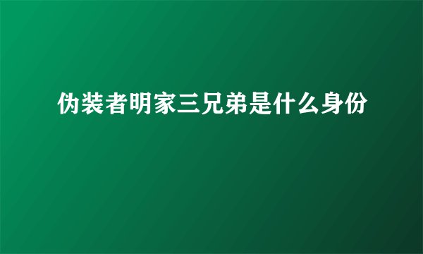 伪装者明家三兄弟是什么身份
