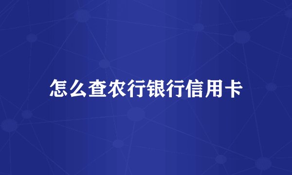 怎么查农行银行信用卡