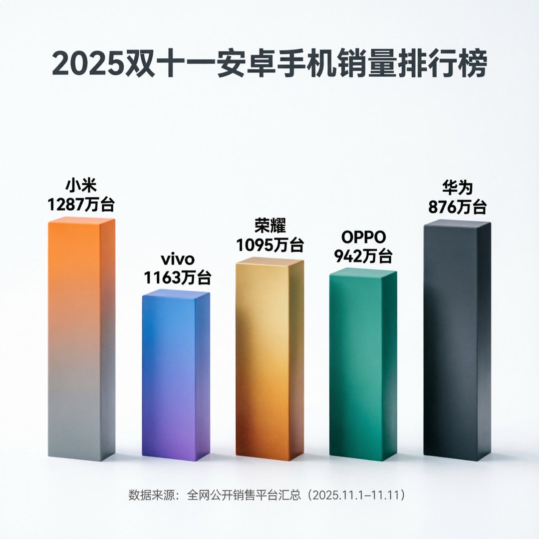 2025年双十一安卓手机销量排行榜