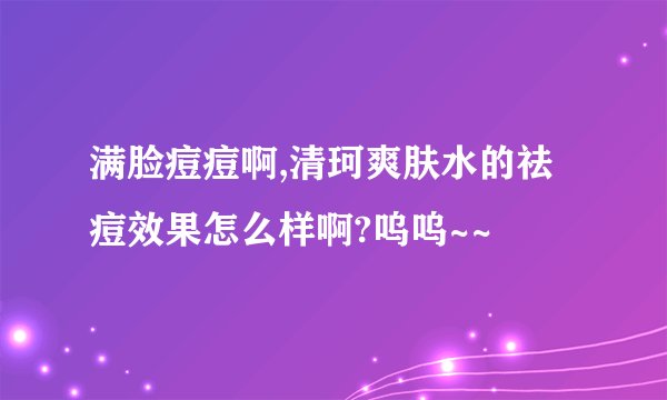 满脸痘痘啊,清珂爽肤水的祛痘效果怎么样啊?呜呜~~