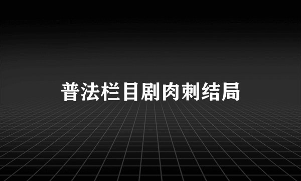 普法栏目剧肉刺结局