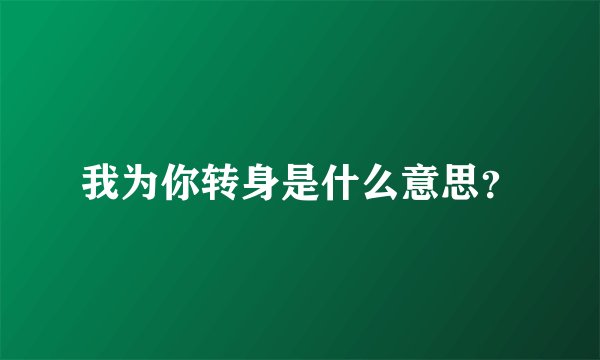 我为你转身是什么意思？