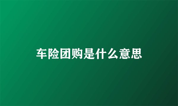 车险团购是什么意思