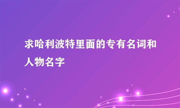 求哈利波特里面的专有名词和人物名字