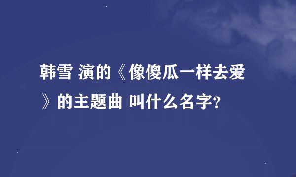 韩雪 演的《像傻瓜一样去爱》的主题曲 叫什么名字？