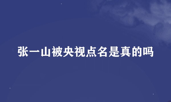 张一山被央视点名是真的吗