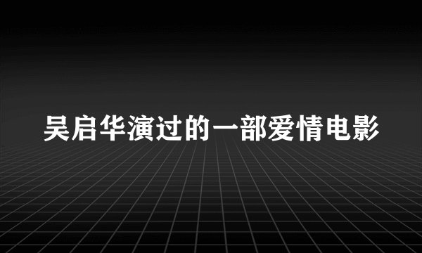 吴启华演过的一部爱情电影