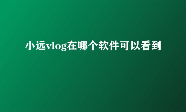 小远vlog在哪个软件可以看到