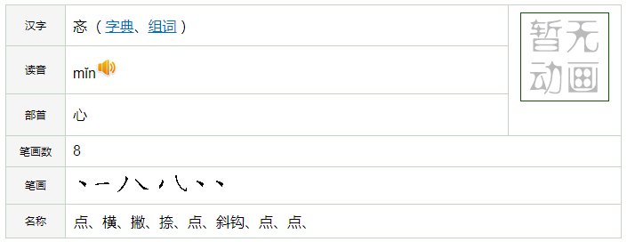 忞读作什么?