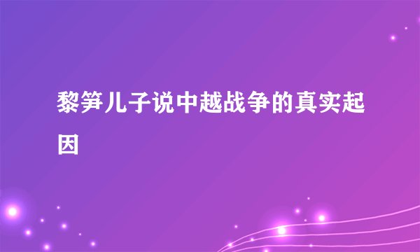 黎笋儿子说中越战争的真实起因