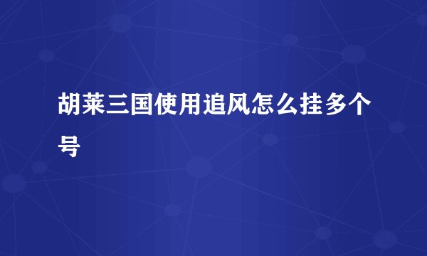 胡莱三国使用追风怎么挂多个号